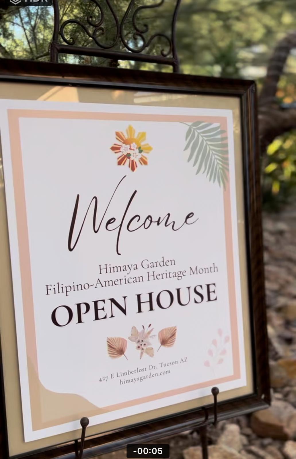 Himaya Garden Welcome sign Open House