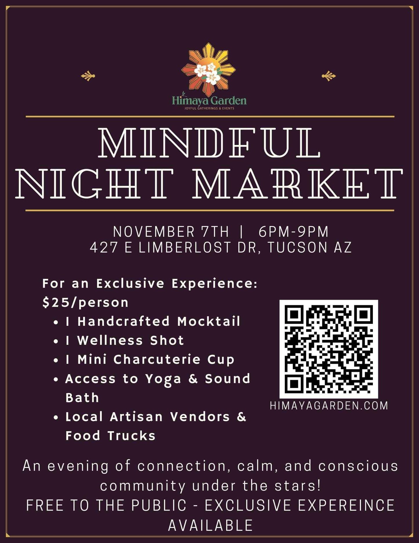 Mindful Night  Market | November 7th, Friday, 6-10 pm